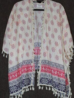 Kindred Womens Plus Size 3X Lace Multicolored Fringe Shrug